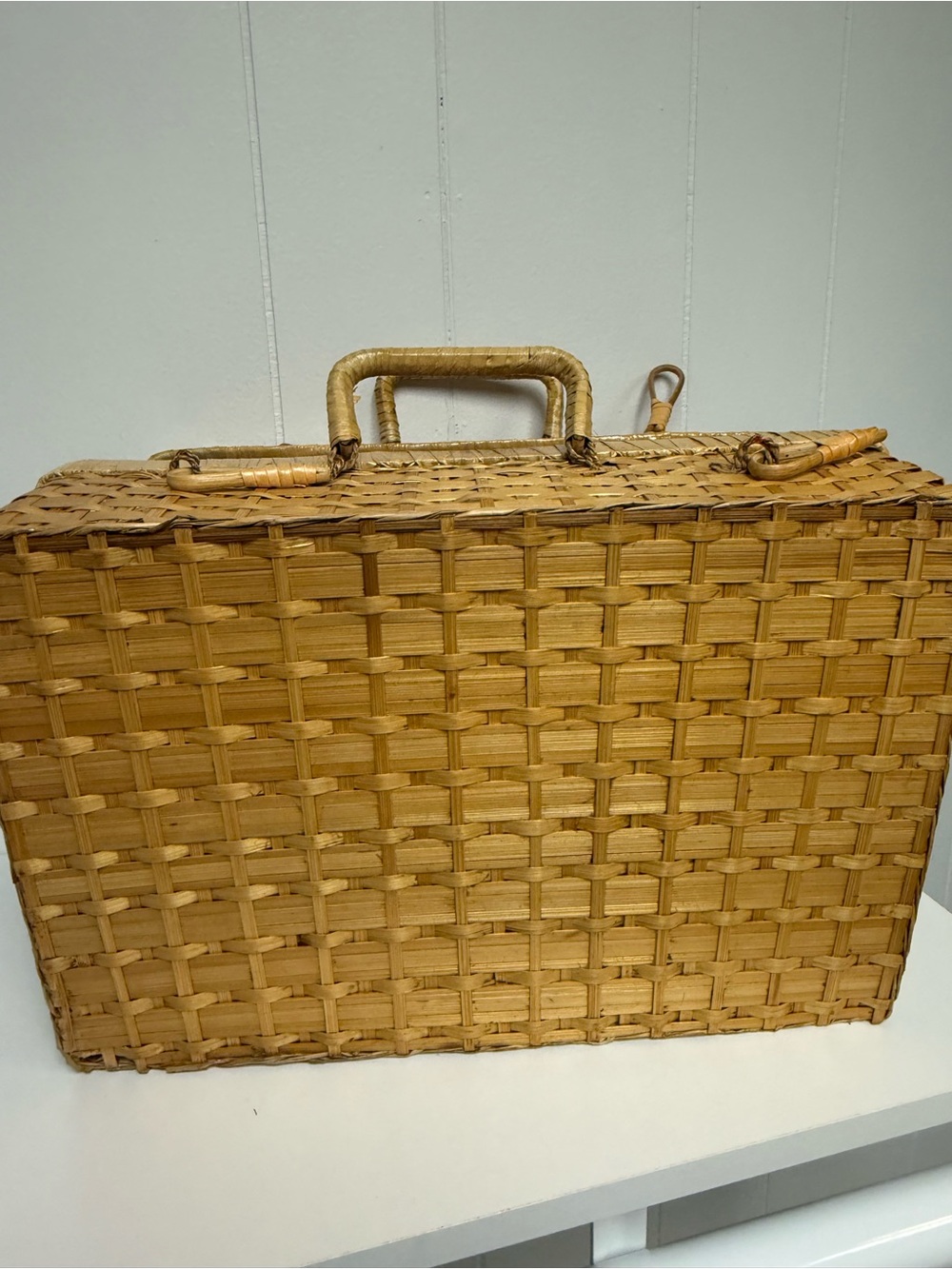 Vintage Woven Suitcase Basket | Natural Fiber Picnic Basket | Collected Home - Picture 12 of 14